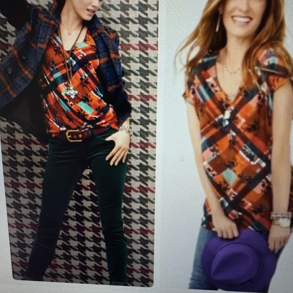 Vibrant Patterned V-Neck Top